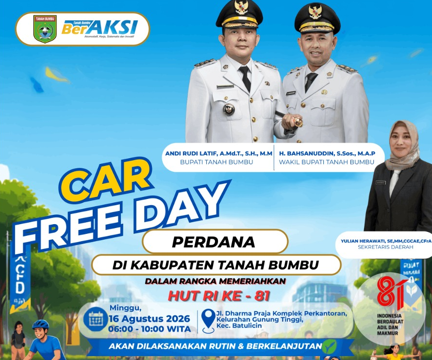 Car Free Day Perdana Tanah Bumbu Meriahkan HUT RI Ke-81
